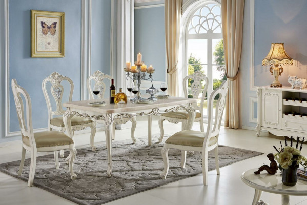 Klassische Stühle Barock Essgruppe Esszimmer Garnitur Rokoko Stil 6x Massivholz