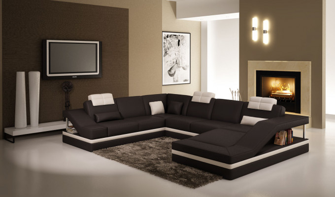 Moderne Wohnzimmer Ecksofa Wohnlandschaft Big XXL Leder Sofa