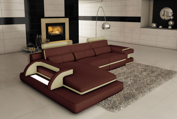 Design Polster Ecke Ledersofa Sofa Couch Sitz Garnitur Wohnlandschaft