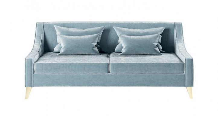 Samt Dreisitzer Sofa 3 Sitz Sofas Stoff Wohnzimmer Polyester Modern Luxus Blau