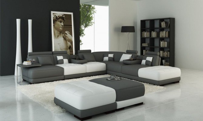 Big Sofa Ledersofa Couch Wohnlandschaft L Form Polster Garnitur Ecksofa