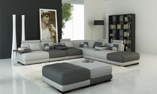 Big Sofa Ledersofa Couch Wohnlandschaft L Form Polster Garnitur Ecksofa