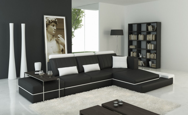 Moderne Wohnzimmer Ecksofa Couch Polster Eck Ledersofa Garnitur LForm