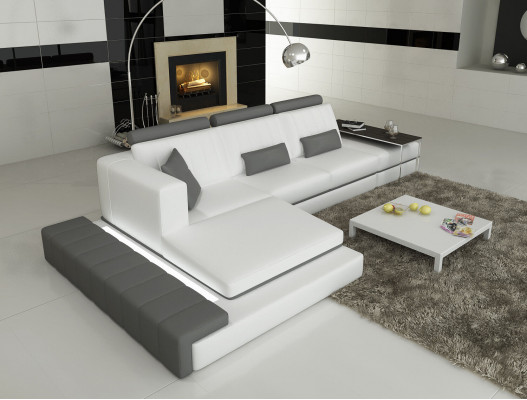 Moderne Wohnzimmer Ecksofa Couch Polster Eck Ledersofa Garnitur LForm