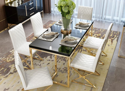 Luxus Esstisch Esszimmer Möbel Einrichtung Tisch Metall Gold Esstische