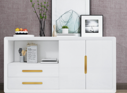 Sideboard 2 Türen mit 2 Schubladen Schrank Sideboard Weiß Anrichte