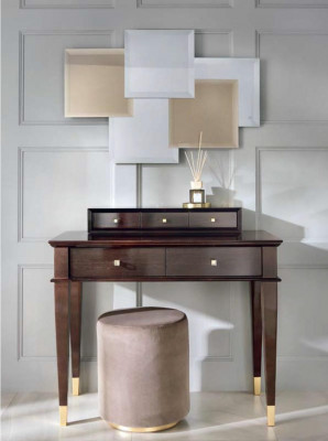 Schminktisch Hocker Konsolen Tisch Luxus Holz Sekretär Braun Schlafzimmer 2tlg