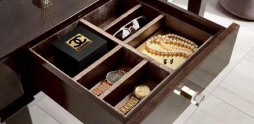 Schminktisch Hocker Konsolen Tisch Luxus Holz Sekretär Braun Schlafzimmer 2tlg