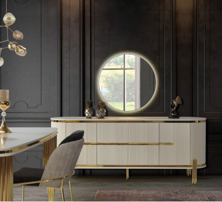 Metall Möbel Esszimmer Garnitur Tisch Stuhl Set kommode Essgarnitur Stühle 6tlg.