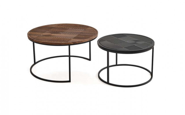 Modern Tische Designer Luxus Beistelltisch Neu Couchtische Tisch 2 tlg. Braun