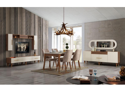 Esszimmer Set Komplett Set Tisch 4x Stühle Ess Gruppe Holz 11tlg braun