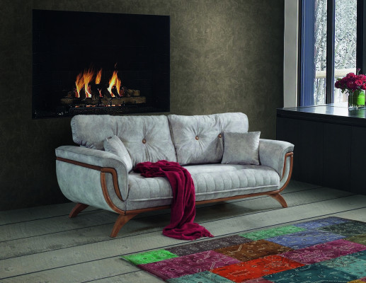 Wohnzimmer Sofa 3 Sitzer Designer Couch Polster Sofas Stoff Textil Neu