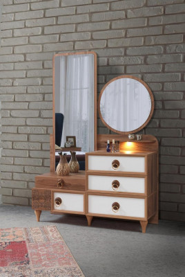 Chambre à Coucher Commode Avec Miroir Bois Meuble Luxe Meuble 2tlg Ensemble Neuf