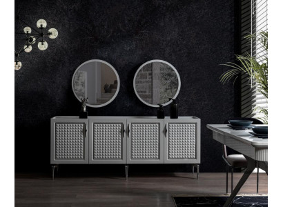 Graues Sideboard Schrank Regal Schränke Möbel Spiegel Kommoden 3tlg