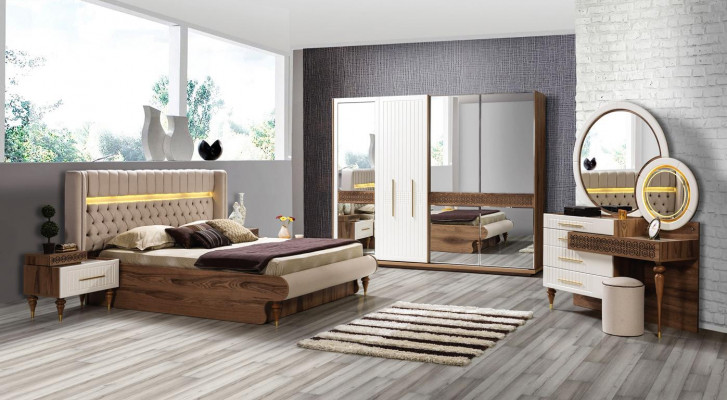 Schlafzimmer Nachttische Material Holz Stil Möbel Braun Neu Luxus