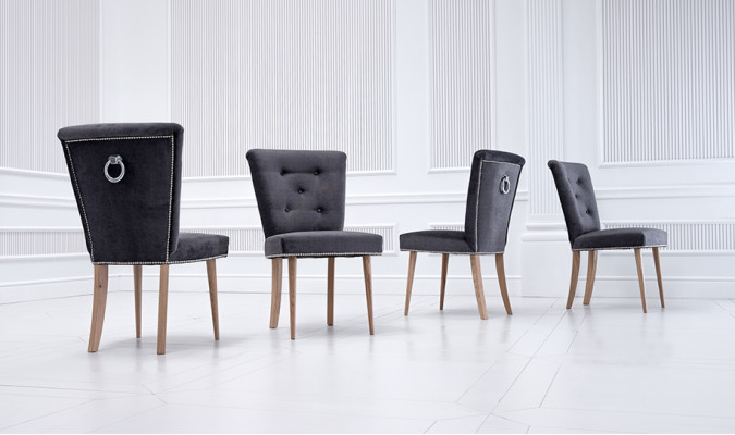 Chesterfield Stuhl Set Gruppe 6x Lehnstühle Polster Sitzgruppe