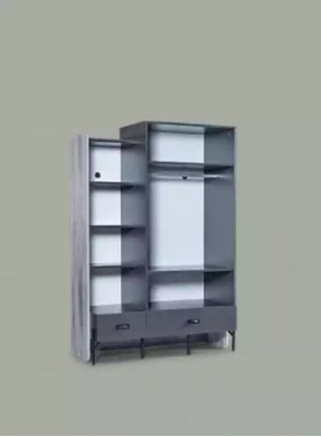 Kleiderschrank Grau Garderobe Schränke Schlafzimmer Holz Möbel Einrichtung 134cm