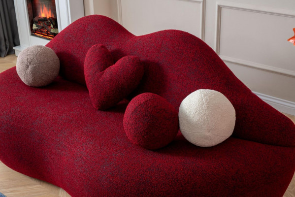Designer 3 Sitzer sofa rot farbe in Form von Lippen stilvoll Sitzpolster