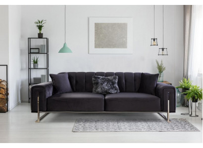 Designer Sofa 3 Sitzer Modern Möbel Schwarz 240cm Big xxl Wohnzimmer