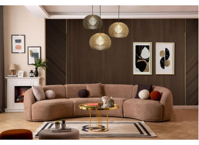 Designer Rund sofa braun Eckgarnitur Modern Möbel Wohnzimmer Luxus Couchen