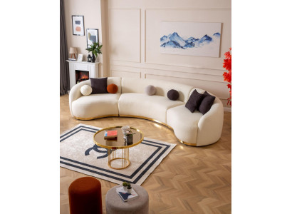 Designer Rund sofa Weiße Eckgarnitur Moderne Möbel in Wohnzimmer Luxus