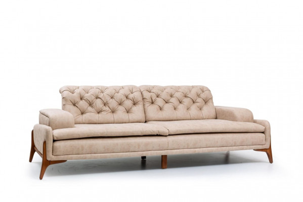 Modern Sofa 3 - Sitzer Designer Beige Farbe Stil 240 cm Wohnzimmer Beige Sofas