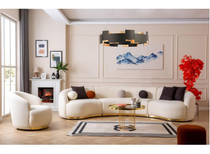 Designer Wohnzimmer set Modern Sofagarnitur Rund sofa + 1 Sitzer 2tlg