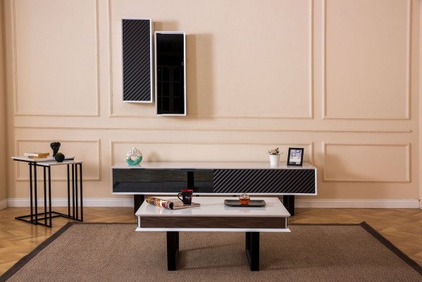 Modern Wohnzimmer Set 6 tlg TV-Ständer Design Wandschrank Holz Einrichtung