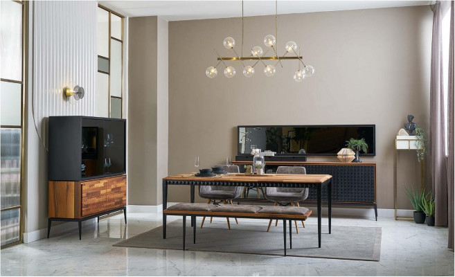 Esszimmertisch Esszimmer Gruppe Essgruppe Essecke Set 9tlg Holz Braun