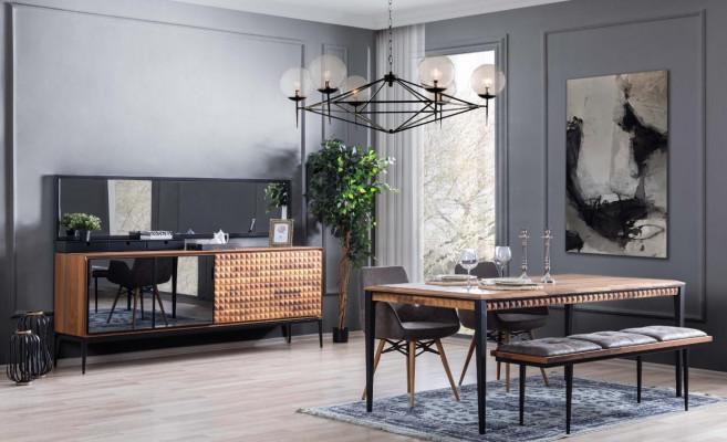 Gruppe Essecke Esszimmer Essgruppe Esszimmermöbel Set 8tlg Holz Braun