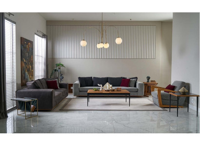 Couchgarnitur Komplette Sofa Stoffsofa Polstersofas Grau Set 3tlg Neu