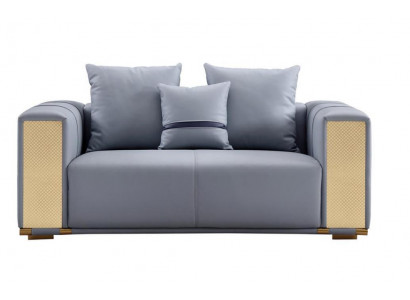 Luxus Wohnzimmer Sofa 2 Sitzer Polstersofa Blau Textil Sitz Design Couch Modern