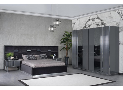 Komplett Schlafzimmermöbel Doppelbett 2x Nachttische Luxus Kleiderschrank