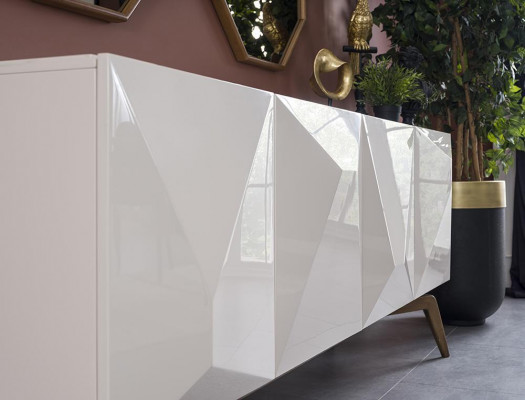 Esszimmer Komplett Moderne Design Esstisch Neu Sideboard mit 2x Spiegel