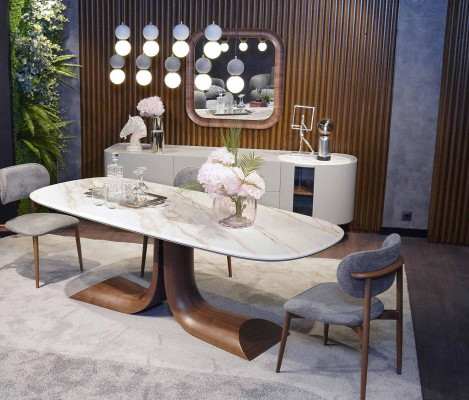 Luxus Komplett Esszimmer Set 7tlg Ess Gruppe Sideboard Spiegel Esstisch Neu