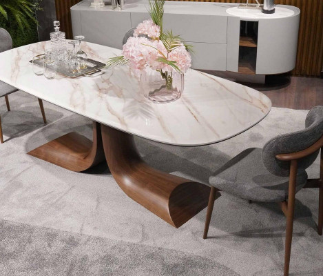 Luxus Komplett Esszimmer Set 7tlg Ess Gruppe Sideboard Spiegel Esstisch Neu