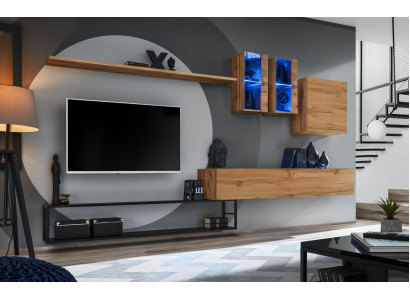 Wohnwand Braun Designer Sideboard TV-Ständer Einrichtung Luxus Komplette Neu