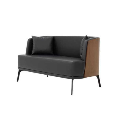 Schwarzer Wohnzimmer 2-Sitzer Polster Kunstleder Sofa 2-er Leder Couch