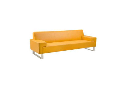 Oranger 3-Sitzer Polster Sofa Leder Couch Dreisitzer Wohnzimmer Sofa