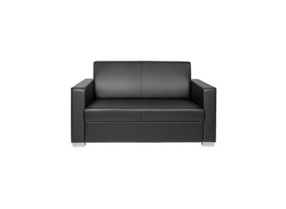 Schwarzes Leder Sofa Zweisitzer Couch Lounge 2-Sitzer Moderner Club 2-er