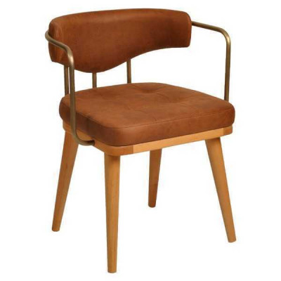 Luxus Esszimmer Oranger Moderner Holzstuhl Designer Einsitzer Lehnstuhl