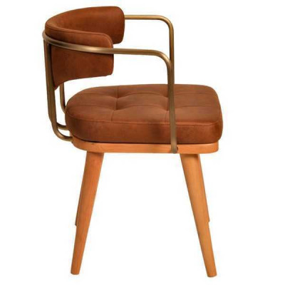 Luxus Esszimmer Oranger Moderner Holzstuhl Designer Einsitzer Lehnstuhl