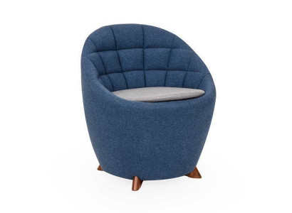 Blauer Rundsessel Designer Polster Einsitzer Wohnzimmer 1-Sitzer 