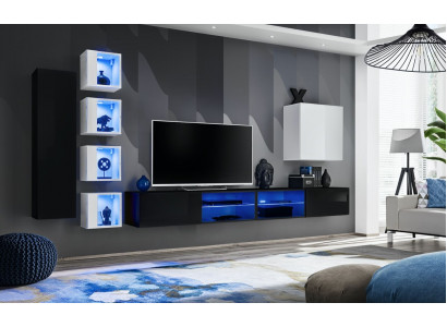 Komplett Wohnwand Wandschrank Holzmöbel Modern Set 7tlg Einrichtung Neu