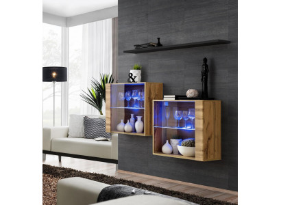 Modern Möbel Luxus Wohnwand 130 cm Wohnzimmer Einrichtung Komplette Set 3tlg.