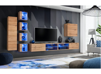 Garnitur Set Wohnwand Wandschrank Wand Regale Sideboard Holzmöbel TV-Ständer Neu