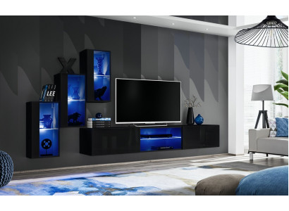 Luxus 3x Wandschrank Möbel Einrichtung Wohnzimmermöbel Schwarz Wand Regale