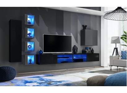 Wohnzimmermöbel Neu Wohnwand 320cm 6xHänge Schrank Einrichtung Luxus Wand Regal