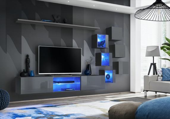 Luxus Möbel Set 8tlg Wohnwand Wand Regal 6x Wandschrank Neu Einrichtung