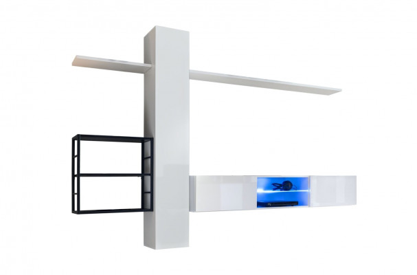 Wohnwand Möbel Einrichtung 270 cm Wandschrank Weiß Wand Regale Einrichtung